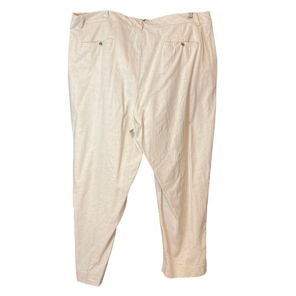 Cathy Daniels Linen Blend Beige Cream Capri High Rise Cropped Ankle Pants - Picture 2 of 11